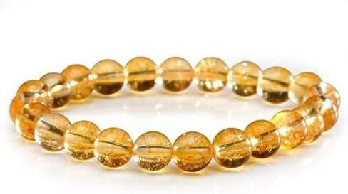 Citrine Bracelet, 1PC Natural Stretch Gemstone Bracelet 8mm (0.31 Inch) Beads 7-8.5 Inch Healing Crystal Energy Quartz Chakra Jewelry for Women Men Girls Gift birthday for unisex in Saudi Arabia