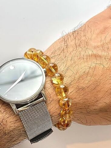 Citrine Bracelet, 1PC Natural Stretch Gemstone Bracelet 8mm (0.31 Inch) Beads 7-8.5 Inch Healing Crystal Energy Quartz Chakra Jewelry for Women Men Girls Gift birthday for unisex in Saudi Arabia