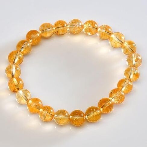 Citrine Bracelet, 1PC Natural Stretch Gemstone Bracelet 8mm (0.31 Inch) Beads 7-8.5 Inch Healing Crystal Energy Quartz Chakra Jewelry for Women Men Girls Gift birthday for unisex in Saudi Arabia