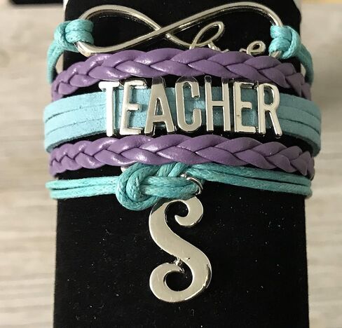 Personalized Teacher Charm Infinity Bracelet with Letter Charm, Teacher Jewelry, Teacher Gift, Show your Teacher Appreciation in Saudi Arabia