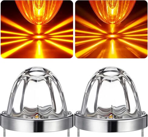 VIHOSE 2 جهاز كمبيوتر شخصى من أضواء البطيخ الزجاجية الكهرمانية LED ستروب وعلامة ثابتة مزدوجة الوظيفة البطيخ إيقاف تشغيل أضواء الذيل مع إطار من الفولاذ المقاوم للصدأ واستبدال القاعدة للشاحنات نصف المقطورات in Kuwait