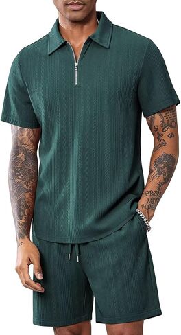 yuyangdpb الرجال 2 قطعة مجموعات قصيرة ملابس رياضية المسار الدعاوى الركض رياضي العرق مجموعة in Kuwait