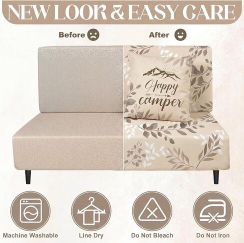 Tiamon Rv Dinette Cushion Covers Set - 6 Pcs Beige Floral Camping Theme Cushion Slipcovers for Camper Car Bench Seat Replacement 2 Pillowcase, 2 Backrest, 2 Bench Cover, Easy Fit Stretchy Washable in Saudi Arabia