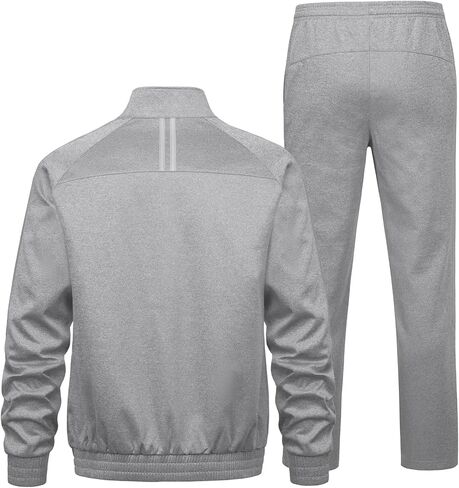 Little Donkey Andy Men's Sweatsuit Jogger Tracksuit 2 Piece Athletic Outfit Straight Leg Sweatpant Set Full Zip Matching Suit in Saudi Arabia