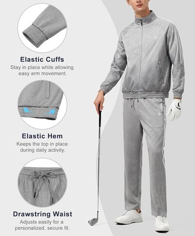 Little Donkey Andy Men's Sweatsuit Jogger Tracksuit 2 Piece Athletic Outfit Straight Leg Sweatpant Set Full Zip Matching Suit in Saudi Arabia