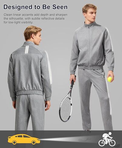 Little Donkey Andy Men's Sweatsuit Jogger Tracksuit 2 Piece Athletic Outfit Straight Leg Sweatpant Set Full Zip Matching Suit in Saudi Arabia