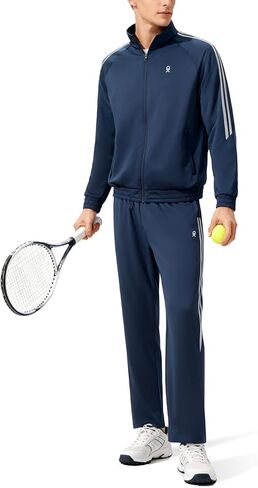 Little Donkey Andy Men's Sweatsuit Jogger Tracksuit 2 Piece Athletic Outfit Straight Leg Sweatpant Set Full Zip Matching Suit in Saudi Arabia