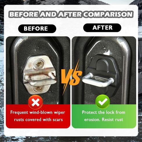 6PCS Car Door Latch Cover,Anti-dust Car Door Strike Protector for Cars Decorations,Cars Doors Lock Cover Compatible with Jeep 2018-2022 Wrangler JL JLU Sports Sahara Freedom 4XE in Saudi Arabia