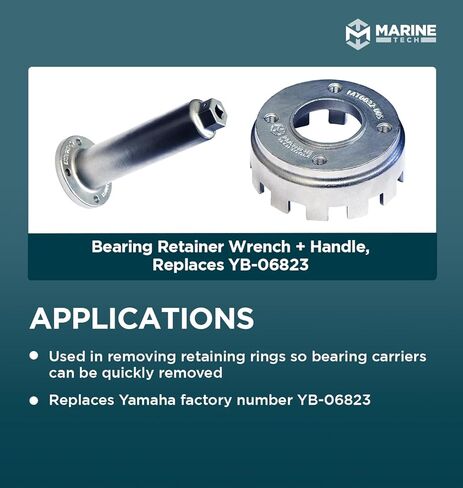 أدوات Marine Tech Tools مفتاح تثبيت محمل Yamaha + مقبض، يستبدل Yamaha YB-06823، ويزيل حلقات الاحتفاظ وحاملات المحمل، أداة إزالة حامل محمل Yamaha in Kuwait