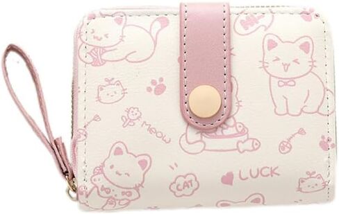 Women's Wallets, Women's Small Cute Wallet, Cute Cat Pattern Credit Card Holder with Zipper for Cash, Keys, ID card, Coins in Saudi Arabia