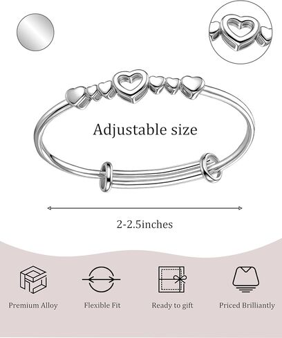 سوار على شكل قلب فضي مصقول رومانسي للنساء، أساور مفتوحة قابلة للتعديل مع قلوب مقصوصة، هدية مجوهرات مطلية بالفضة in Kuwait