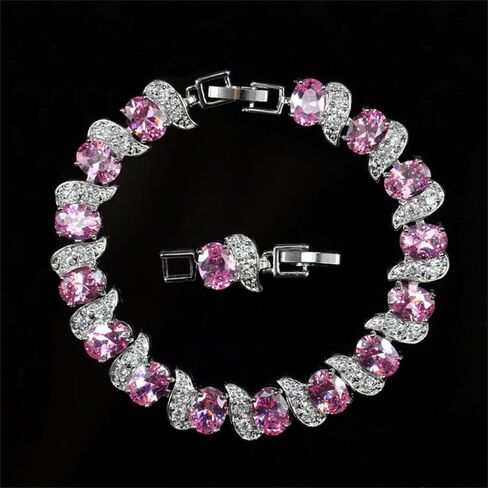 Exquisite sparkling rhinestone zircon geometric tennis bracelet, multiple colors available, elegant charm bracelet for women, suitable for parties and gifts for girlfriends in Saudi Arabia