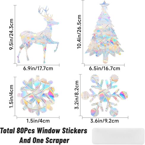 Anwyll Glitter Christmas Snowflake Window Clings,Silver Christmas Snowflake Window Decals Stickers,93Pcs Xmas Winter Holiday Snowflake Window Clings for Winter Wonderland Christmas Glass Window Decor in Saudi Arabia