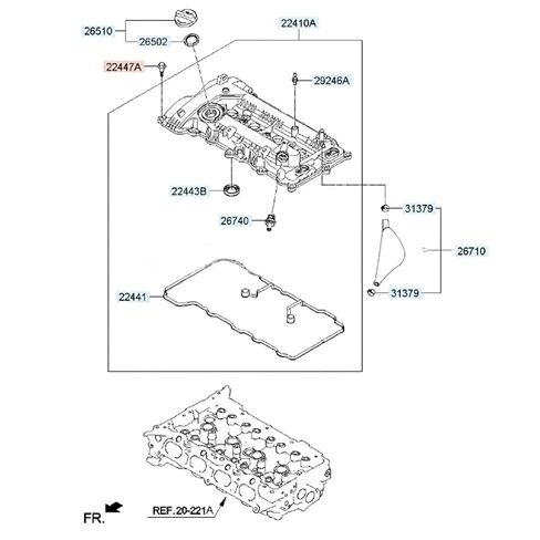 2PCS Engine Valve Cover Mounting Bolt, Valve Cover Screws for Hyundai for Kia 2.0 2.4 22451-2G600 224512G600 in Kuwait