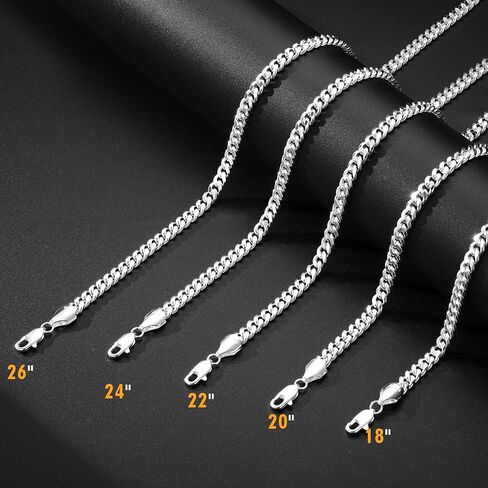 S925 فضة سلسلة قلادة للرجال، 5.5mm فضة الكوبية الارتباط كبح سلسلة قلادة للنساء الرجال المجوهرات، 18 20 22 24 26 بوصة in Kuwait