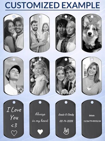 BEXOA Picture Necklace Personalized Photo, Custom Dog Tag Necklace for Men with Engraved Photo & Text - Personalized Gifts for Dad, Husband, Father's Day in Saudi Arabia