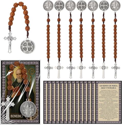 Catholic Gifts Rosary Beads with Saint Benedict Medal and Crucifix for Men Women Pocket Rosary with Prayer Cards Religious Christmas Easter Baptism Church Party Favors in Saudi Arabia