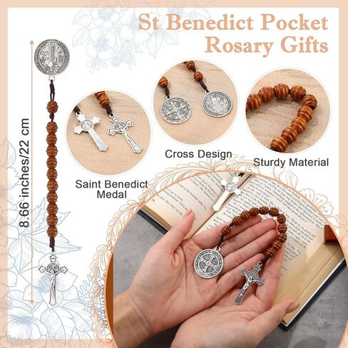 Catholic Gifts Rosary Beads with Saint Benedict Medal and Crucifix for Men Women Pocket Rosary with Prayer Cards Religious Christmas Easter Baptism Church Party Favors in Saudi Arabia