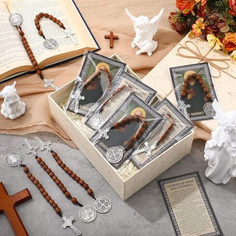 Catholic Gifts Rosary Beads with Saint Benedict Medal and Crucifix for Men Women Pocket Rosary with Prayer Cards Religious Christmas Easter Baptism Church Party Favors in Saudi Arabia