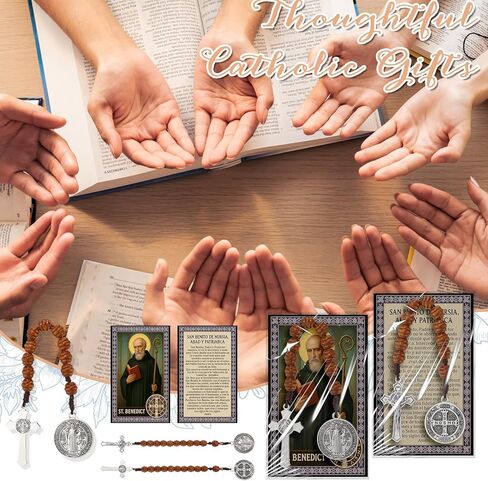 Catholic Gifts Rosary Beads with Saint Benedict Medal and Crucifix for Men Women Pocket Rosary with Prayer Cards Religious Christmas Easter Baptism Church Party Favors in Saudi Arabia