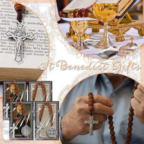 Catholic Gifts Rosary Beads with Saint Benedict Medal and Crucifix for Men Women Pocket Rosary with Prayer Cards Religious Christmas Easter Baptism Church Party Favors in Saudi Arabia