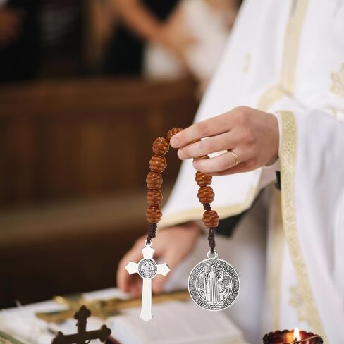 Catholic Gifts Rosary Beads with Saint Benedict Medal and Crucifix for Men Women Pocket Rosary with Prayer Cards Religious Christmas Easter Baptism Church Party Favors in Saudi Arabia
