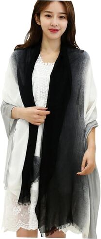 Homoyoyo 1pc Lightweight Sunscreen Shawl Scarf Creative Gradient Design Durable Cotton Linen Blend for Beach Vacations Stylish Accessory for Summer Wear in Saudi Arabia