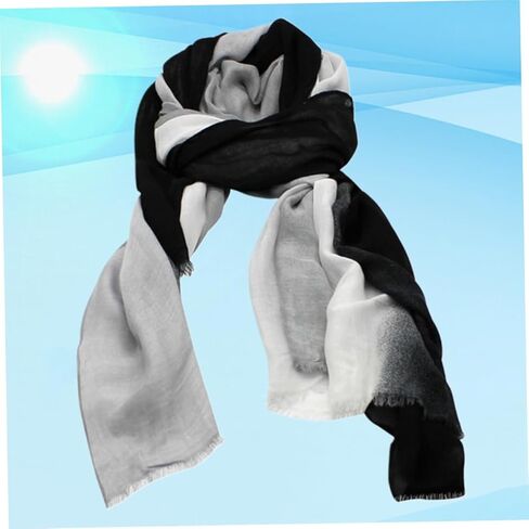 Homoyoyo 1pc Lightweight Sunscreen Shawl Scarf Creative Gradient Design Durable Cotton Linen Blend for Beach Vacations Stylish Accessory for Summer Wear in Saudi Arabia