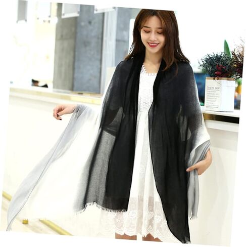 Homoyoyo 1pc Lightweight Sunscreen Shawl Scarf Creative Gradient Design Durable Cotton Linen Blend for Beach Vacations Stylish Accessory for Summer Wear in Saudi Arabia