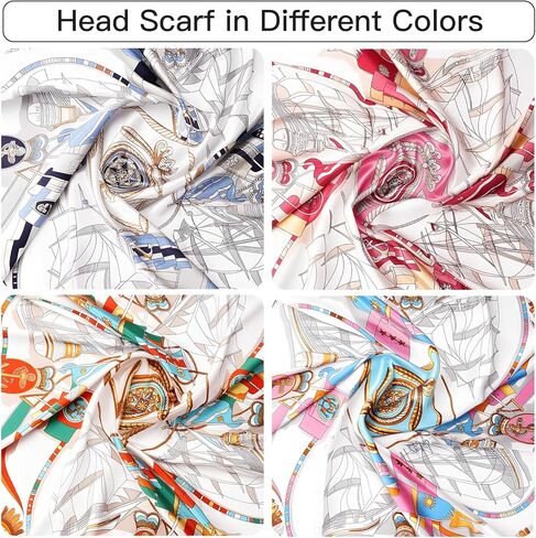 EasYoung 4Pcs Silk Feeling Scarf Large Square Satin Head Scarf for Women, Square Scarf Bandanas for Sleeping 35 Inches in Saudi Arabia