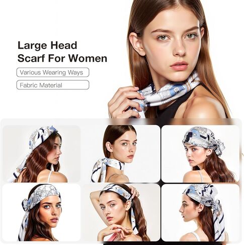 EasYoung 4Pcs Silk Feeling Scarf Large Square Satin Head Scarf for Women, Square Scarf Bandanas for Sleeping 35 Inches in Saudi Arabia