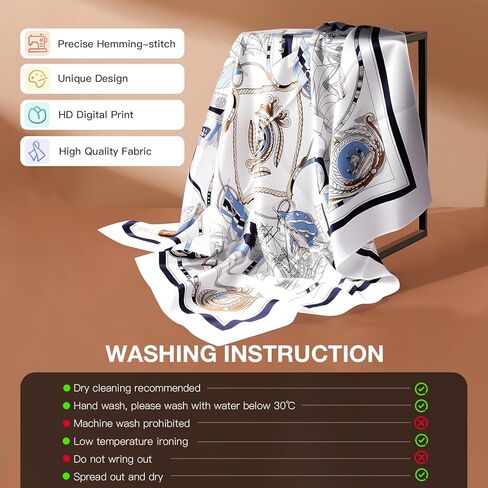 EasYoung 4Pcs Silk Feeling Scarf Large Square Satin Head Scarf for Women, Square Scarf Bandanas for Sleeping 35 Inches in Saudi Arabia
