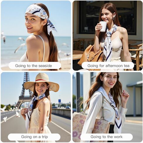 EasYoung 4Pcs Silk Feeling Scarf Large Square Satin Head Scarf for Women, Square Scarf Bandanas for Sleeping 35 Inches in Saudi Arabia