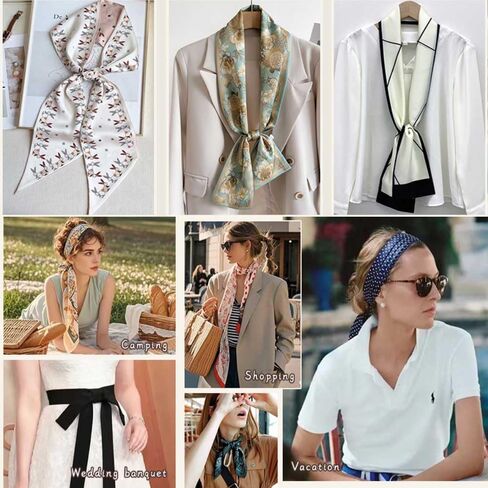2 Packs of 100% Silk Feel Long Thin Satin Simulated Silk Scarve,Fashion Accessories & Gift Edition 5.9x 57 Inches in Saudi Arabia