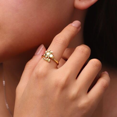 GNOCE Peanuts Woodstock Ring for Women, 18k Gold Plated Ring for Her Wife, Valentine‘s Day, Mother’s Day Jewelry in Saudi Arabia