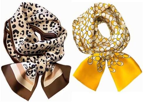 2 Packs of 100% Silk Feel Long Thin Satin Simulated Silk Scarve,Fashion Accessories & Gift Edition 5.9x 57 Inches in Saudi Arabia