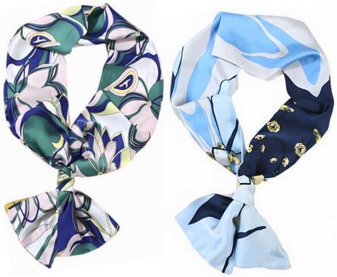 2 Packs of 100% Silk Feel Long Thin Satin Simulated Silk Scarve,Fashion Accessories & Gift Edition 5.9x 57 Inches in Saudi Arabia