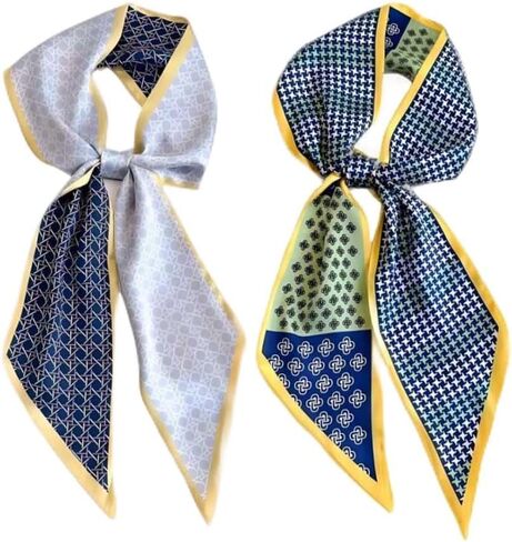 2 Packs of 100% Silk Feel Long Thin Satin Simulated Silk Scarve,Fashion Accessories & Gift Edition 5.9x 57 Inches in Saudi Arabia
