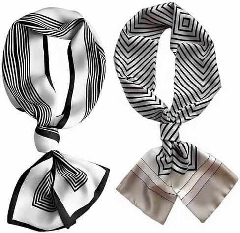 2 Packs of 100% Silk Feel Long Thin Satin Simulated Silk Scarve,Fashion Accessories & Gift Edition 5.9x 57 Inches in Saudi Arabia