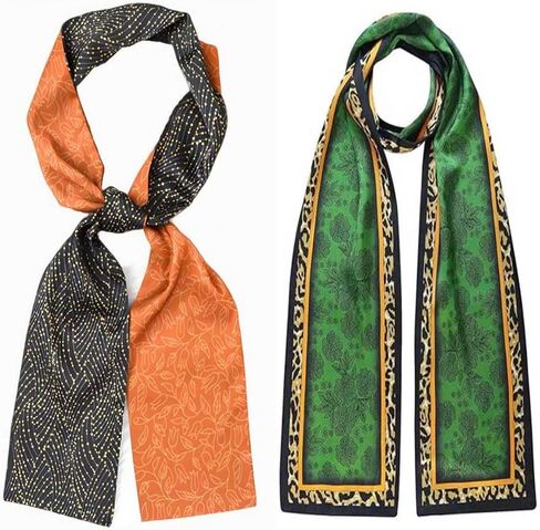 2 Packs of 100% Silk Feel Long Thin Satin Simulated Silk Scarve,Fashion Accessories & Gift Edition 5.9x 57 Inches in Saudi Arabia