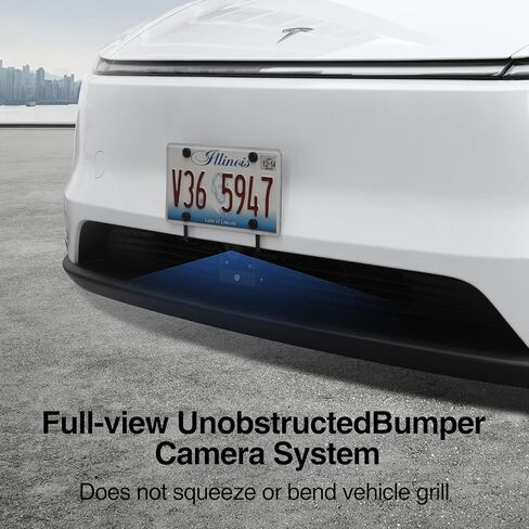 حامل لوحة الترخيص الأمامي لسيارة Tesla Model Y Juniper 2025 2026 آمن للطلاء ولا يحتوي على كتلة رؤية الكاميرا ولا يوجد طقم تثبيت لوحة ترخيص مع ميزات مضادة للسرقة in Kuwait