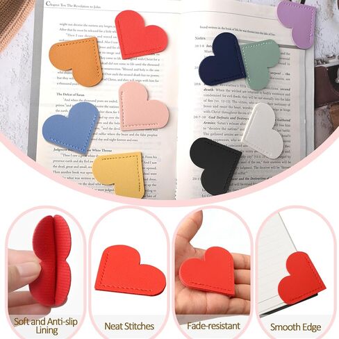10 Pcs Leather Heart Bookmarks for Reading Women, Cute Corner Page Bookmarks for Book Lovers Teachers Students, School Office Home Supplies, Book Accessories Gifts for Women Book Lovers (Heart-10pcs) in Saudi Arabia