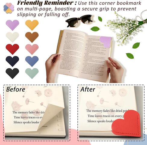 10 Pcs Leather Heart Bookmarks for Reading Women, Cute Corner Page Bookmarks for Book Lovers Teachers Students, School Office Home Supplies, Book Accessories Gifts for Women Book Lovers (Heart-10pcs) in Saudi Arabia