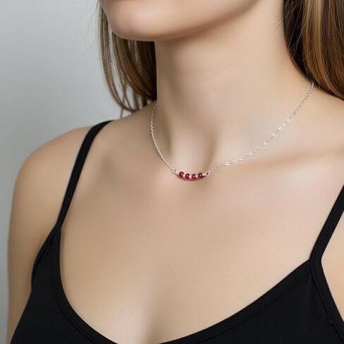EnCharmed Sterling Silver Ruby Delicate Choker, Handmade Minimal Dainty Gemstone Necklace, Adjustable Length 14-17 Inches, July Birthstone in Saudi Arabia