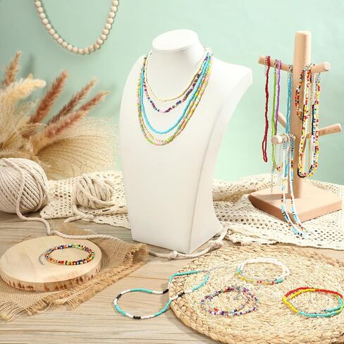 50 Pcs Beaded Choker Necklace for Women Boho Seed Bead Choker Set Hawaiian Handmade Turquoise Beach Beads Necklace Chain Adjustable Colorful Cute Bohemian Chain for Women Jewelry in Saudi Arabia