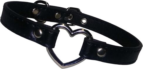 Midnight Oath Black Faux Leather Heart Ring Choker Collar for Humans in Saudi Arabia