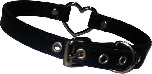 Midnight Oath Black Faux Leather Heart Ring Choker Collar for Humans in Saudi Arabia