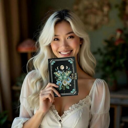 Blank Spell Book of Shadows Journal with Lock Clasp Vintage Handmade Leather Luna Moths and Morpho Butterfly Print Diary Prayer Pagan Witchcraft Supplies Wiccan Decor Notebook Daily in Saudi Arabia