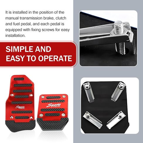 3 قطع خانق السيارة + الفرامل + مجموعة دواسات القابض، سبيكة سميكة + غطاء دواسة نقل مطاطي مخطط عالي المرونة مضاد للانزلاق، دواسة مضادة للاحتكاك، لمعظم سيارات النقل اليدوي (أحمر) in Kuwait