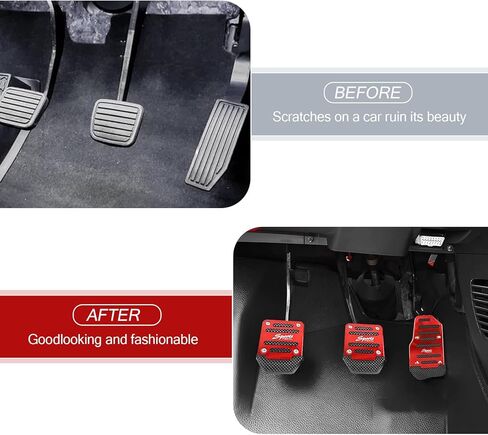 3 قطع خانق السيارة + الفرامل + مجموعة دواسات القابض، سبيكة سميكة + غطاء دواسة نقل مطاطي مخطط عالي المرونة مضاد للانزلاق، دواسة مضادة للاحتكاك، لمعظم سيارات النقل اليدوي (أحمر) in Kuwait